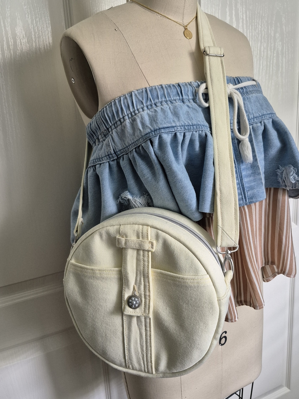 Denim Round Crossbody Bag
